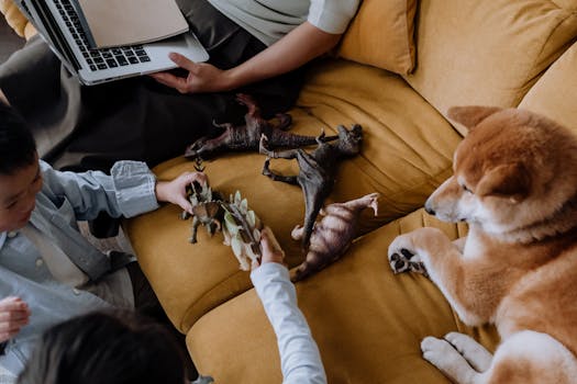 Shiba Inu playing with puzzle toys